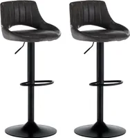 CLIPIOP Barhocker, 2er-Set höhenverstellbarer Hocker, Kunstleder Küchenhocker,Grau