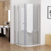 90 x 90 x 197 cm Duschkabine Runddusche Duschabtrennung Falttür Echtglas Viertelkreis NANO