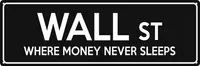 Kovový nápis Grindstore Wall Street GR1407 (jedna velikost) (černý)