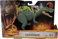 Mattel HDX44 Jurassic World Dominion Ichtyovenator Roar Attack Primeval Monster Dinosaur Carnivore Green Pohyblivá hracia figúrka Vysúvacia DNA skenovacia karta so zvukom