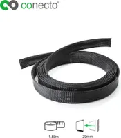 conecto CC50323 Universeller Polyester-Kabelschlauch, selbst zusammenziehend, Ø 20mm, 1,80m. schwarz