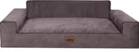Hundebett GLAMOUR Bett Sofa Schlafplatz Velours Gewebe Kissen Korb Braun XXL 116x78 cm