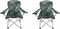 2'er Set Comfort Anglersessel Campingstuhl mit Getränkehalter Tasche Camouflage
