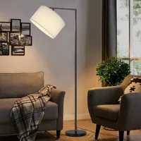 ZMH Stehlampe Modern Wohnzimmer Stehleuchte: Leselampe Schlafzimmer E27 Fassung Max. 40W Standleuchte Fußschalter Stoffschirm Design 166cm für Schlafzimmer Hotel - Ohne Leuchtmittel