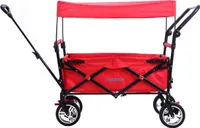 FUXTEC Bollerwagen FX-CT700 mit UV-geschütztem Sonnendach und zusätzlichem Schiebegriff GRAU Rot