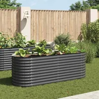 vidaXL Garten-Hochbeet 240 x 80 x 81 cm Verzinkter Stahl Grau
