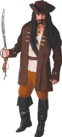 Deluxe Piraten Kapitän Kostüm für Herren, Größe: 48 - 50 (M) Farbe: Braun