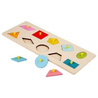 Montessori Holzplatte Hand Grab Jigsaw Board Set geometrische Form Puzzle Spielz 
