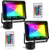 TolleTour 30W RGB fluter mit Fernbedienung RGB LED Strahler RGB LED Außenstrahler IP66 Wasserdicht 2 Stück