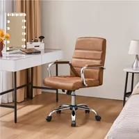 Yaheetech Bürostuhl ergonomischer Schreibtischstuhl, Drehstuhl mit Rollen, Bürohocker mit Armlehnen, Arbeitsstuhl Chefsessel mit Rückenlehne, Rostbrau