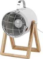 BRUBAKER Stolná lampa Bodové svietidlo Priemyselný dizajn - výška do 42 cm - podstavec z dreva - bodové svietidlo kovové biele