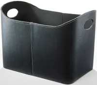 Koš na dřevo Kobolo 49x31x29/35 cm - Imitace kůže - černý - na palivové dřevo koše koše krabice skladování