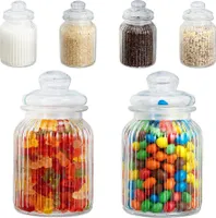 zestaw słoików do przechowywania relaxdays o wysokości 19,0 cm, przezroczysty 1,0 l, 1 zestaw