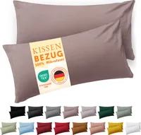 Blumtal Kissenbezug 40x80 cm im 2er Set weich  - Kissenhülle 40x80 cm - 40x80 cm Taupe