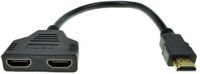 EWANTO 30 cm Splitter 2x HDMI Switch (w) auf 1x HDMI (m) Hub Multi-Monitor Adapter Schwarz