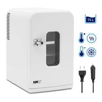 MSW Mini chladnička 12 V / 230 V - spotřebič 2 v 1 s funkcí udržování teploty - 15 l - bílá