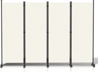Yakimz Paravent auf Rollen Outdoor Raumteiler Garten Spanische Wand Trennwand Raumtrenner 4 teilig Beige 228x181 cm