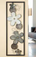 Gilde Wandrelief "Flowers" antik silber/antik bronze/weiß/schwarz H: 40 cm B: 120 cm T: 2cm 67109