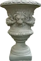 Schöne Amphore mit Löwenkopf aus Steinguss perfekt für den Garten die Terrasse oder den Vorgarten ist Witterungsbeständig und Neu 70cm H, PO-89