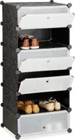 relaxdays Schuhschrank, 10021962_46 schwarz, transparent 6 Fachböden 49,0 x 37,0 x 107,0 cm