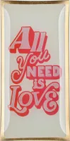Gift Company Glasteller Love Plates All you need is Love L, Dekoteller, Schale, Glas, Bunt, Gold, 10 x 21 cm, 1044005013