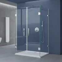 doporro U-Form Duschkabine Ravenna40 90x100x195cm Duschabtrennung inkl. 4cm flacher Duschtasse 8mm ESG-Sicherheitsglas Klarglas inkl. beidseitiger Easy-Clean-Beschichtung