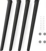 4x sossai Holzfüße Schwarzmatt - schräge Ausführung 71cm Buche