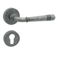 DOMINO Türgriff Drückergarnitur PZ -Profilzylinder Set | Türklinke für Zimmertür, Bürotür, Kellertür & Innentür | aus Znal | Nickel Antik | LOFT-R M95