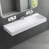 Mai & Mai Waschbecken Aufsatzwaschbecken matt Weiß Hänge-Waschtisch Rechteckig ohne Armaturenloch Breite: 120cm inkl. Ablaufgarnitur Col19