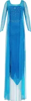 Damen Kostüm Prinzessin Elsa Kleid Erwachsene ‘Frozen Die Eiskönigin’ - Dehnbares Partykleid aus Glitzerstoff, Rücken-Ausschnitt - blau, M