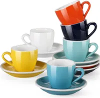 Porcelanowy serwis kawowy LOVECASA, 12-częściowy zestaw filiżanek do kawy ze spodkami dla 6 osób, zestaw filiżanek do espresso, zestaw naczyń do kawy