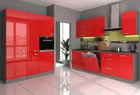 40 Küchen Glanz Grau Rot Unterschrank