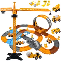 Flexible Rennstrecke – 243-teiliges Bauset mit Elektroauto, Kran & Baustellenzubehör für kreativen Spielspaß
