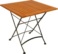 DEGAMO Gartentisch Bistrotisch Klapptisch HOFGARTEN 75x75cm, Flachstahl schwarz + Eukaylptus, klappbar