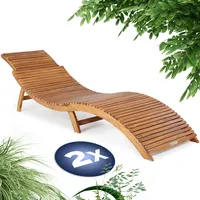 CASARIA® Sonnenliege Klappbar 2er Set Holz FSC®-zertifiziert 320kg Belastbarkeit 190x60cm Tragegriff Kofferfunktion Garten Balkon Terrasse Gartenliege Klappliege Akazie
