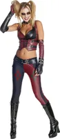 Harley Quinn-Damenkostüm Lizenzartikel Batman Arkham City rot-schwarz