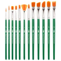 H&S Pinselset für Acrylfarben Aquarell und Ölfarben - 12er Set - Professionelle Flache und runde Pinsel zum Malen - Künstler Zubehör aus Synthetischem