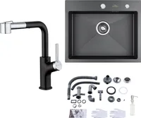 Auralum Edelstahl Küchenspüle Einbauspüle 55 × 45 CM + Lonheo Hochdruck ausziehbar Küchenarmatur
