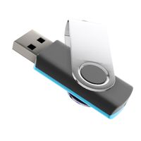 64GB USB Stick Swivel Schwarz/Hellblau mit Silberem Bügel,