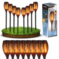 MasterLED Solar Fackel LED Gartenleuchte 8er Set Flammeneffekt IP44 Erdspieß Dämmerungssensor 51cm Schwarz