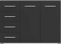 Kommode Sideboard Anrichte Schlafzimmer Highboard 135 cm (Grau/Schwarz) mit 2 Türen und 4 Schubladen FRIDA 01