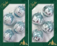 Krebs Glas Lauscha Weihnachtskugeln   8er Set Winterwald Hellblau - Durchmesser ca. 7cm - 02000A