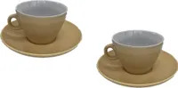 Große Cappuccino Tasse 400 ml mit Unterteller Farbe Hellbraun 2er Set 2te Wahl