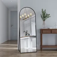 CDGlobal Bogen Ganzkörperspiegel, 162X53cm Groß Bodenspiegel in voller Länge, Gewölbter Standspiegel, der Wand montiert Spiegel im Schlafzimmer,Ankleidezimmer, (Schwarz)