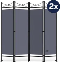 DEUBA® 2er Set Trennwand 180x160cm 4 teilig Blickdicht Freistehend Faltbar Stabil Wohnzimmer Schlafzimmer Büro Raumteiler Spanische Wand Paravent Grau