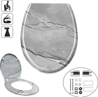LZQ Deska sedesowa w rozmiarze uniwersalnym Deska sedesowa z mechanizmem miękkiego zamykania Antybakteryjna deska sedesowa wykonana z twardego plastiku, Marble