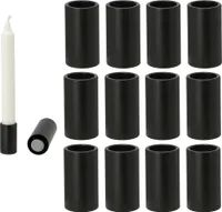 Novaliv 12x Stabkerzenhalter magnetisch SCHWARZ 2,8x7,5cm Weihnachten Dekotablett Kerzenständer Magnet Kerzenhalter Tafelkerzen Stabkerzen Tischdekoration Adventskranz candle holder Wohnzimmerdeko
