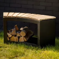 Esschert Design Bank mit Holzlager Gebogen