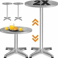 CASARIA® 2er Set Stehtisch Höhenverstellbar 70cm / 115cm Hoch Stabil Aluminium Rund Ø60cm Wetterfest Outdoor 2in1 Bistrotisch Biertisch Bartisch Party