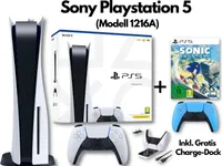 Sony Playstation 5 mit Laufwerk | Gamer Bundle | inkl. 2. Controller, Spiel: Sonic Frontiers, Controller Charge-Dock | Neustes Modell: CFI-1216A | PS5